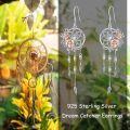 wholesale 925 Sterling Silver Dreamcatcher Rose Gold Flower Feather Drop Earrings-0-24