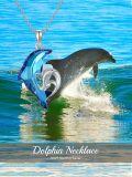 wholesale 925 Sterling Silver Blue Crystal Dolphin Pendant Necklace s for Women Girls Mom Girlfriend-0-5