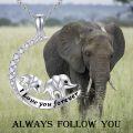 wholesale 925 Sterling Silver Elephant Moon Pendant Necklaces I Love You Forever Gifts for Women Girls Jewelry-0-4