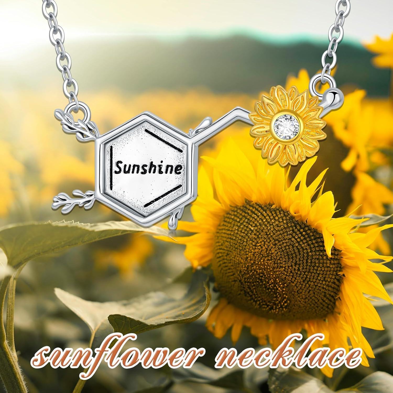 Sterling Silver Flower Necklace (Sunflower Lily Daffodil Lotus Daisy Rose Hibiscus Lavender Scottish Thistle Forget Me Not) Flower of Life Jewelry Gifts for Women-0-5