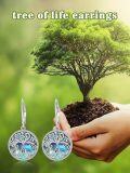 wholesale 925 Sterling Silver Celtic Tree of Life Leverback Earrings with Abalone Shell Inlay-0-5