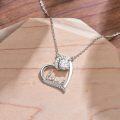 wholesale 925 Sterling Silver & White Gold Plated Moissanite Heart Pendant Necklace with Love Inscription - Perfect Gift for Mom or Wife on Mothers' Day and Christmas-0-2