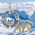 wholesale 925 Sterling Silver Blue Crystal Compass Pendant Necklace with Celtic Knot Design and Mountain Elements-0-2
