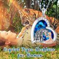 wholesale 925 Sterling Silver Blue Crystal Heart Pendant with White Tiger and Rose Gold Girl Charm Necklace for Women Girls-0-1