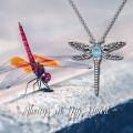 wholesale 925 Sterling Silver Dragonfly Urn Pendant Necklace Turquoise Stone Oxidized Memorial Jewelry-0-70