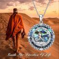 wholesale 925 Sterling Silver Abalone Shell Compass Running Man Charm Necklace Gifts for Women Girlfriends-0-5