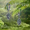 wholesale 925 Sterling Silver Green Crystal & Abalone Shell Leaf Drop Huggies Earrings-0-1