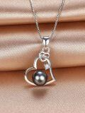 wholesale 18K Gold Plated 925 Sterling Silver & Tahitian Black Pearl Heart Pendant Necklace for Women-0-4