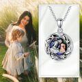 wholesale 925 Sterling Silver Abalone Shell Mother and Child Keepsake Pendant Necklace for Women-0-3