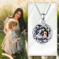 wholesale 925 Sterling Silver Mother Daughter Locket Necklace Wholesale With Abalone Shell And Photo Insert-0-3