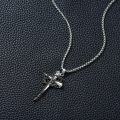 wholesale 925 Sterling Silver Gothic Hammered Cross Necklace with Black Plating and  -0-3