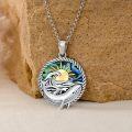 wholesale 925 Sterling Silver Ocean Wave and Dolphin Pendant Necklace-0-1