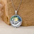 wholesale 925 Sterling Silver Whale Sun Pendant Necklace Abalone Shell Ocean Jewelry For Women-0-1