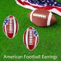 wholesale 925 Sterling Silver USA Flag Rugby Ball Stud Earrings Sports  for Him Her-0-4