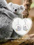 wholesale 925 Sterling Silver Koala Bear and Baby Dangle Drop Earrings for Women Gifts-0-4