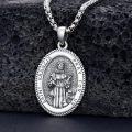 wholesale Sterling Silver Saint Medal Oval Necklace for Men Women Religious Jewelry-0-90
