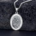 wholesale Sterling Silver Saint Medal Oval Necklace for Men Women Religious Jewelry-0-67