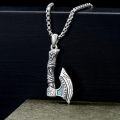wholesale 925 Sterling Silver Turquoise Viking Axe Pendant Necklaces for Women and Men-0-4