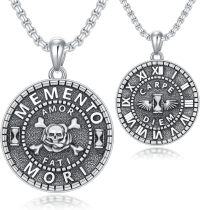 wholesale 925 Sterling Silver Carpe Diem Pendant Necklaces for Men Women - Memento Mori s-Silver_02