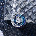 TOUPOP Sterling Silver Blue Crystal Celtic Moon Star Necklace Jewelry Gifts-0-3