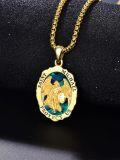 wholesale 925 Sterling Silver & 24K Gold Plated Saint Michael Protect Us Angel Pendant Necklace for Men/Women-0-2