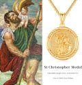 wholesale Gold 925 Sterling Silver St. Christopher Pendant Necklace for Men Women Catholic s 24 Chain-0-5