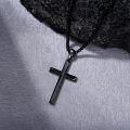 wholesale 925 Sterling Silver Black Cross Pendant Necklace  with Chain 24 - Mens & Womens  Set-0-2