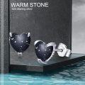 wholesale 925 Sterling Silver Black Starry Sky Heart Shape Moonstone Stud Earrings & Pendant Set Hypoallergenic  for Women Girls-0-4