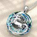wholesale 925 Sterling Silver Blue Crystal Unicorn Pendant Necklace for Women Girls  45cm Chain Length-0-1