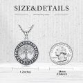 wholesale 925 Sterling Silver Gold-Plated Round Tree of Life Necklace with Rune Design Pendant for Men & Women-0-2