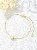 wholesale 14K Solid Gold Nickel-Free Lead-Free Heart Charm Bracelet for Women-0-3