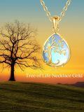 TOUPOP 14K Gold & Stone Tree Of Life Necklace For Women-0-4