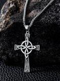 wholesale 925 Sterling Silver Celtic Knot Cross Pendant Necklace  for Men & Women - Protection Amulet Religious Jewelry with 24+2 Rolo Chain (Gift Included)-0-3
