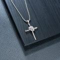 wholesale 925 Sterling Silver Cross with Baseball Glove and Bat Charm Pendant Necklace for Men-0-4