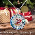 wholesale 925 Sterling Silver Blue Crystal Hummingbird Tree Branches Pendant Necklace for Women-0-2