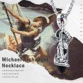 wholesale 925 Sterling Silver St Michael's Angel Protect Us Charm Necklace for Men & Women - Black Onyx Stone Pendent (24 + 3)-0-5