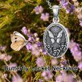 wholesale 925 Sterling Silver Butterfly Photo Locket Necklace with Rose Flower Design, Adjustable Chain, Gift for Mom Wife Sister-0-4