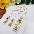 wholesale Gold-Plated Abalone Shell Turtle Pendant & Drop Earring Set - Ocean Inspired Jewellery-0-2