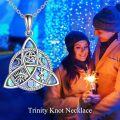 wholesale 925 Sterling Silver Triquetra Trinity Knot with Opal Stone and Pentagram Pendant Necklace for Women Girls  36 Chain Length-0-2