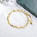 wholesale 18K Gold Figaro Link Chain Bracelet with Heart Charm for Women s-0-2