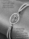 wholesale 925 Sterling Silver Saint Francis of Assisi Medal Charm Bracelet with Extender Chain for Men Women Boys Girls (9-13)-0-4