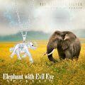 wholesale 925 Sterling Silver Blue Crystal Evil Eye Elephant Protection Amulet Pendant Necklace-0-4