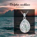 wholesale 925 Sterling Silver Green Moss Agate Dolphins Pendant Necklace for Women Girls Ocean s-0-3