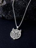 wholesale 925 Sterling Silver Wolf Head Pendant with Rune Design and Celtic Knots on 24 Chain Gift for Men Women Norse Viking Style Jewelry Necklaces -0-4