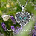 wholesale 925 Sterling Silver Heart-Shaped Butterfly Pet Urn Keepsake Memorial Locket Necklace for Ashes - 3D Engraved Design (Dog/Rabbit)-0-1