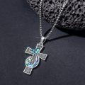 wholesale 925 Sterling Silver Abalone Shell Inlay Celtic Knot Cross Pendant Necklace for Women and Men Religious Christian s-0-2