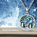wholesale 925 Sterling Silver Round Mountain Wolf Tree Abalone Shell Pendant Necklace-0-5