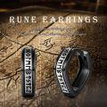 wholesale Black 925 Sterling Silver Rune Hoop Earrings Norse Viking Amulet  for Men Women-0-3