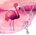 wholesale 925 Sterling Silver Pink Flamingo Initial Pendant Necklace w 18+2 Chain-0-1