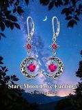 wholesale Sterling Silver Moon Star Birthstone Dangle Earrings-0-5